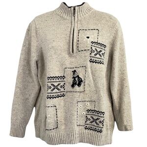 Vintage  Northern Reflections Knit Zipper Neck Sweater